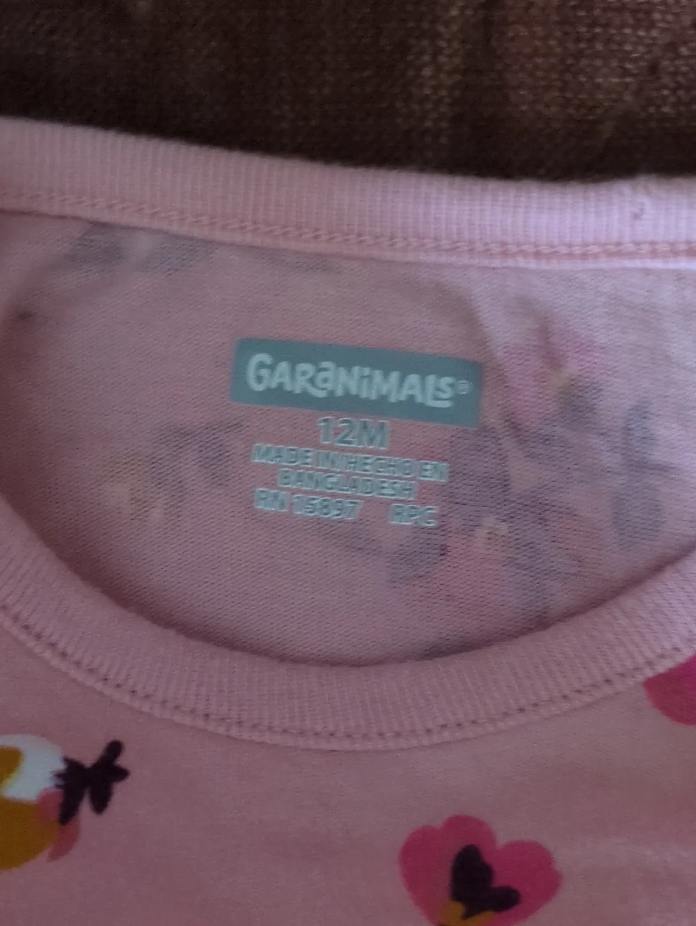 Garanimals Pink Floral Long-Sleeve Bodysuit with Gold Lettering